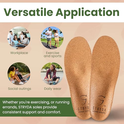 Image of STRYDA Slim Orthopedic Insoles - 100% Cork Soles to Promote Natural Foot Function - Barefoot Friendly Shoe Inserts for Feet, Knees & Back - 100% Natural, Vegan - XS