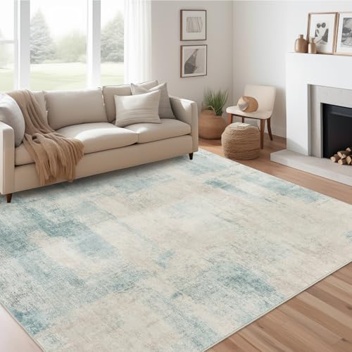 zesthome 5x7 Area Rugs - Stain Resistant Washble Rug, Modern Abstract Rugs for Living Room, Bedroom, Super Soft Area Rug, Low Pile, Entryway Rug (Blue, 5'x7')
