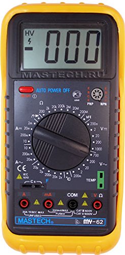 Mastech MY62 Multimeter, 1999 Counts, DC 200M/2/20/200V, AC 200MV, DC ...