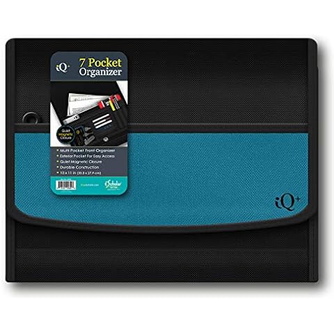 iScholar iQ+ 7 Pocket Fabric Expanding Folder, 13 x 10 Inches, Blue (34107-BL) Cover