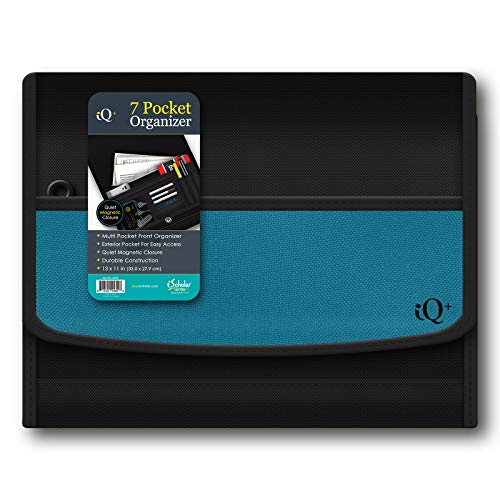iScholar iQ+ Pasta expansível com 7 bolsos, 33 x 25 cm, azul (34107-BL)