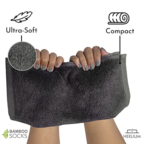 Image of HEELIUM Bamboo Face Towel | Ultra Absorbent & Odour-Free | 3X Softer Than Cotton Towels | 30 x 30 cm - 600 GSM | Pack of 5 - Blue, Grey, Iris, Light Grey, Peach