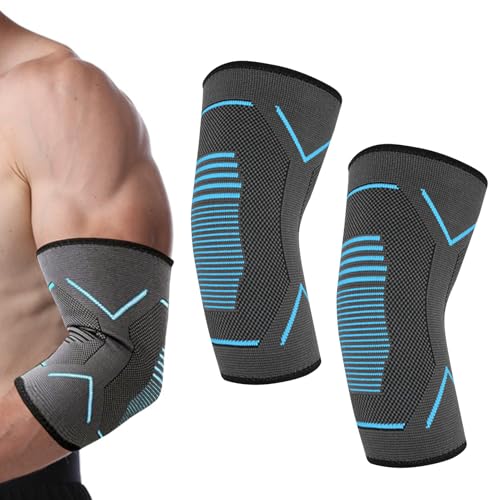 Finehenchi Codera para hombres y mujeres, 2 coderas transpirables, coderas antideslizantes para levantamiento de pesas, gimnasio, correr, ciclismo (M)