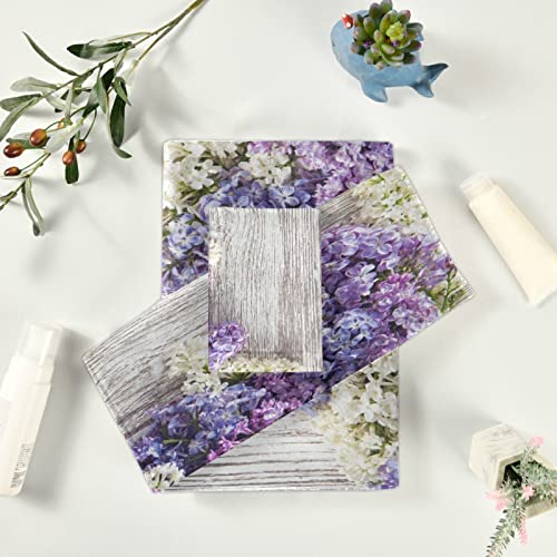 Bath Towels Set For Bathroom,Rustic Lilac Flowers Bouquet Print,Luxury Set Of 3 Towels,1 Bath Towel,1 Hand Towel,1 Washcloth,Super Absorbent Soft Quick Dry Towel Multifuntion For Hotel Gym Swim Spa #TOP5