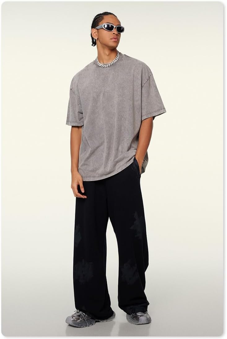 3 Pcs Oversized T-Shirts Heavy Cotton Washed Summer Vintage Tee Loose Fit Short Sleeve Casual Shirts for Men Women