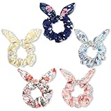 Mabor 5Pcs Hair Scrunchies for Women, Cute Scrunchies Bunny Ear Bow Scrunchie Colorful Ponytai Holder, Hair Accessories for Women Girls