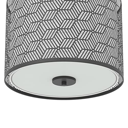 Inlight 14" Wide 3-Light Modern Drum Semi Flush Mount Ceiling Light with Black Metal Frame and White Fabric Shade, Bulb Not Included, IN-0347-3-BK by Inlight - Image 2