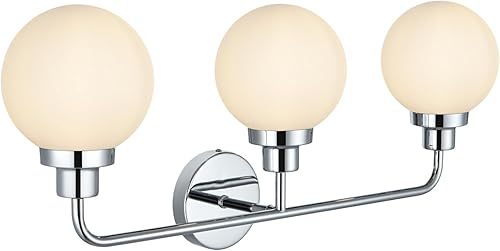 Miniatura 2 de Hanson - Lámpara de baño de metal con 3 luces, color negro y esmerilado