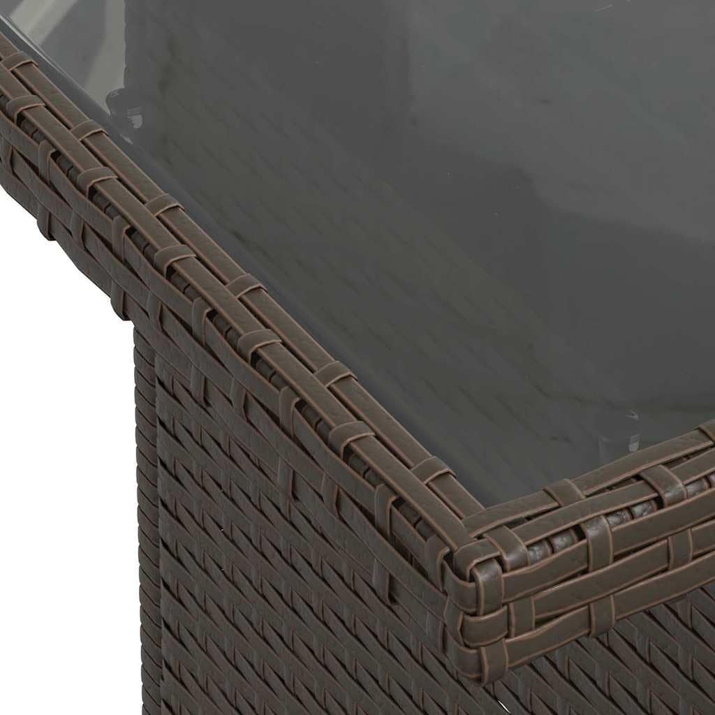 Zestaw Sof Ogrodowych 6 Miejsc z Poduszkami Brąz Kremowy Polirattan Stal Modułowy Narożnik Komplet Mebli Tarasowych Odporny na UV Stół Szklany 233x123x85 cm