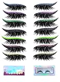False Eyelashes,7Pairs Reusable Eyeliner and Eyelash Stickers,Glitter Eyeliner Stick False Eyelash Eye Makeup Stickers,Easy to Wear and Remove,Women Make Up Glitter Lashes Eyeliner stickers