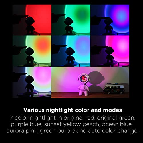 Image of mooas Sunset LED Nighlight (Astronaut), 7 Color nightlight, 360 Rotation, Touch Control, Sunset lamp, Astronaut Light Projector, Night Light for Bedroom /Kids Room /Room decor /Party /Camping