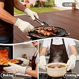 Houbobo Heat Resistant Oven Gloves, Heat Resistant Cooking Oven Gloves with Fingers Grill Glove, Full Hand Protection, Grill Gloves for Outdoor Grill Gloves for Hot Food Handling(Set of 2) - Image 6