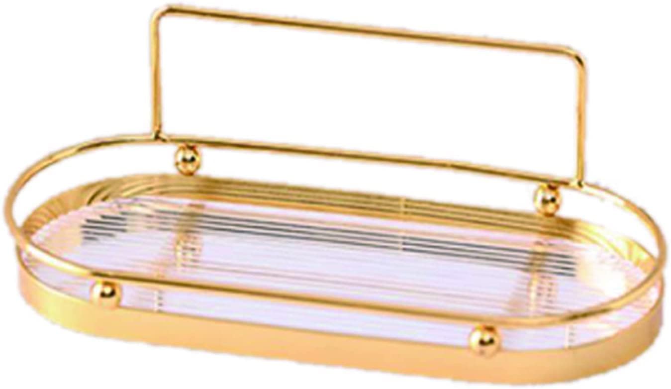 Gold Metal?Bathroom Over The Toilet Storage Rack, Acrylic Bathroom Organizer with High Guardrail Well Protect Items from Falling Off,? No Drilling Space Saver with Wall Mounting Design (S