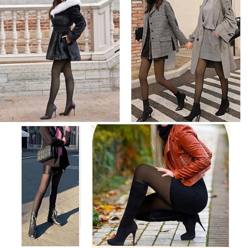 Image of Women Fleece Lined Leggings Tights Warm Pantyhose Fake Translucent for Winter