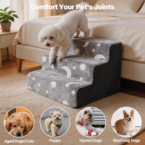 PAWISE Glow in the Dark Dog Stairs, 3-Step Non-Slip Plush Pet Steps by PAWISE - Used condition - Image 7
