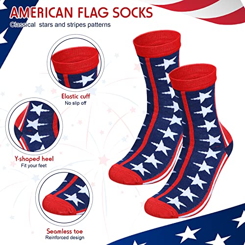 Outus 12 Pairs American Flag Socks for Men Patriotic Crew Stars and Stripes Dress White Red and Blue Veteran Military Cotton Socks for Memorial3