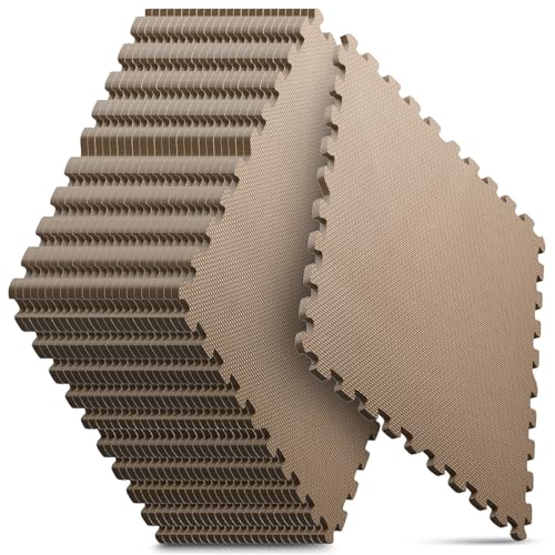 Home Gym Mat, Puzzle Exercise Mat, EVA Interlocking Foam Floor Tiles for Home Workout Equipment and Kids’ Play Areas – Blue, 24 in x 24 in x ½ in – (Brown, 24 Pack(96 SQ FT))