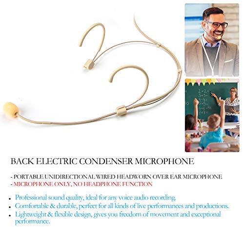 Sujeetec Headset Microphone Discreet Dual Ear Hook Headworn mic fits Shure Wireless Body Pack Transmitters for Lectures, Live Performance, Theater, Podcasts with Windscreens & Rugged Storage Case