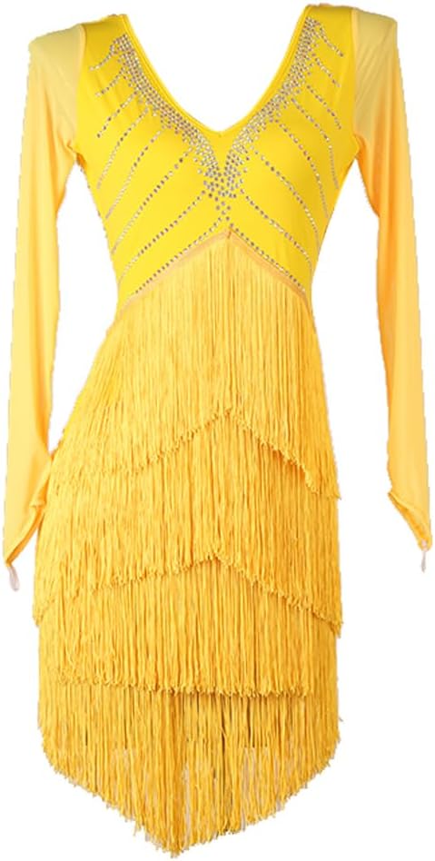 社交ダンス ラテンドレス 黄色と黒 フリル付き 社交ダンス ラテン