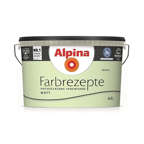 ALPINA Wandfarbe, Farbrezepte 6,5 L. Balance, Grüner Tee, Matt, hochdeckende Farbe