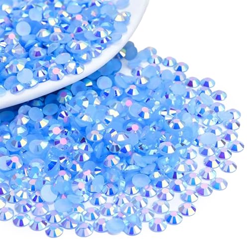 Briskbloom 2000PCS 5mm Resin Flatback Rhinestone, Light Blue/Sky Blue AB Flatback Jelly Resin Rhinestones for Mugs, Bottles, Tumblers, Craft Decoration, Loose Bling Glitter Diamond Stone
