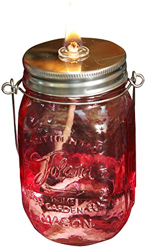 Toland Home Garden Oil Lantern Red Mason Jar, Pint