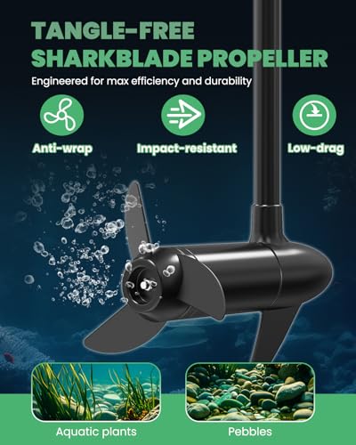 Electric Trolling Motor for Boats – 56LB Thrust, 8-Speed Control (5F/3R), LED Battery Meter, Pure Copper Motor & Anti-Tangle Propeller – Quiet Marine Outboard Motor for Kayaks, Canoes, Small Boats