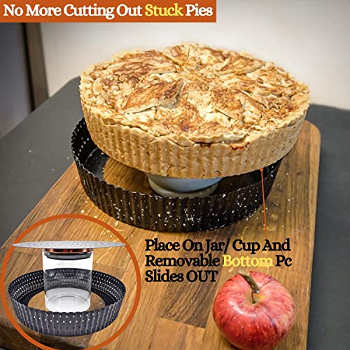 The Oh My What A Pie Pan - Golden Pie Tart Quiche and Flan Crusts Guaranteed With This Deep Dish Pie Plate Designed With Holes For Crisp Baking. A Fluted Non-Stick Metal Mold (9 inch x 2 inch depth). - Thumbnail 4