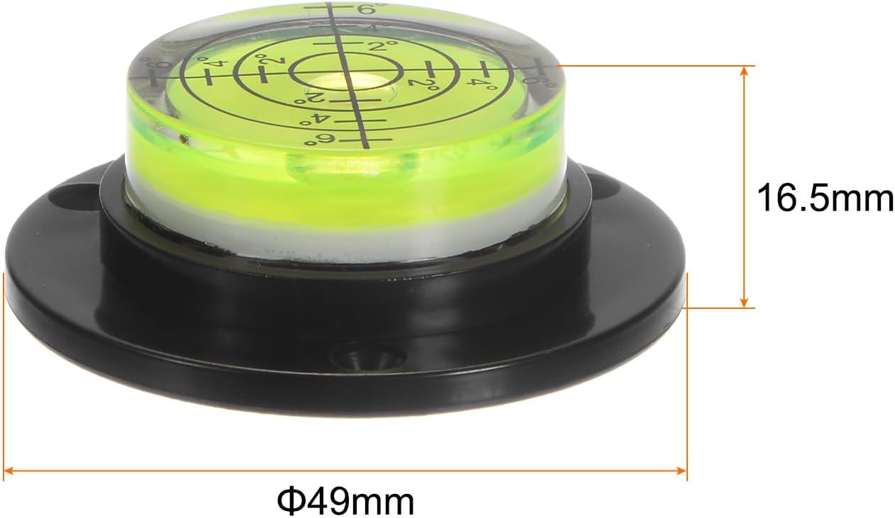 HARFINGTON 2pcs High Precision Horizontal Bubble Level 49x16.5mm Round Bull's-Eye Level Measuring Layout Tools for RV TV Picture Frame Hanging Tool Leveler, Black Green