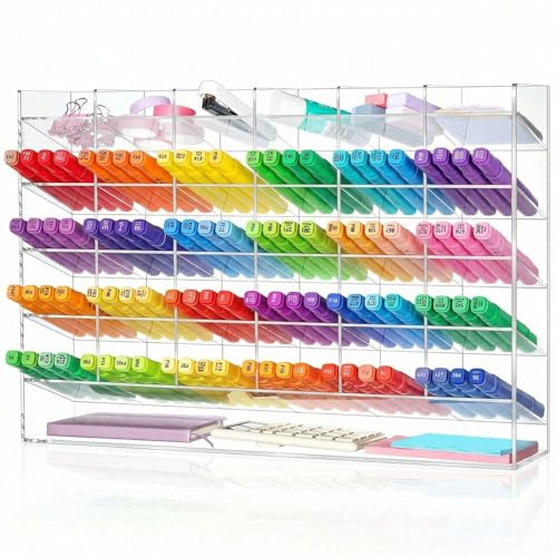 Acrylic Pen Organizer Storage Vertical Marker Organizer Acrylic Pen Display Holder for Office Desk Desktop Stationery Pencil Storage (Clear,18 x 4 x 12.4 Inch)