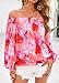 KIRUNDO Early Fall Fashion Off The Shoulder Tops for Women 2025 Boho Floral Blouse Long Sleeve Shirts Going Out Clothing(Pink Red Flower, Large)