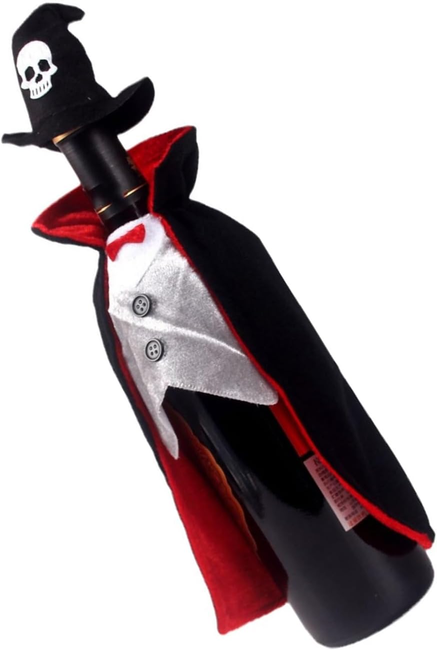 Washable Cloth Wine Bottle Sleeve Halloween Decoration Tabletop Accessory for Wine Containers and Vases Eerie Tabletop Bottle Wraps