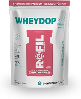 Sache Wheydop 3W Morango com Leite Condensado 900g Refil elementoPuro