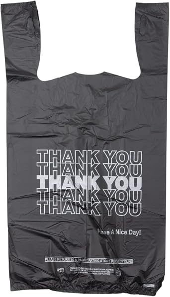 Black Printed HDPE T-Shirt Plastic Bags - 1/6 BBL 11.5"X6"X21" 800 Bags - 13 microns - Black