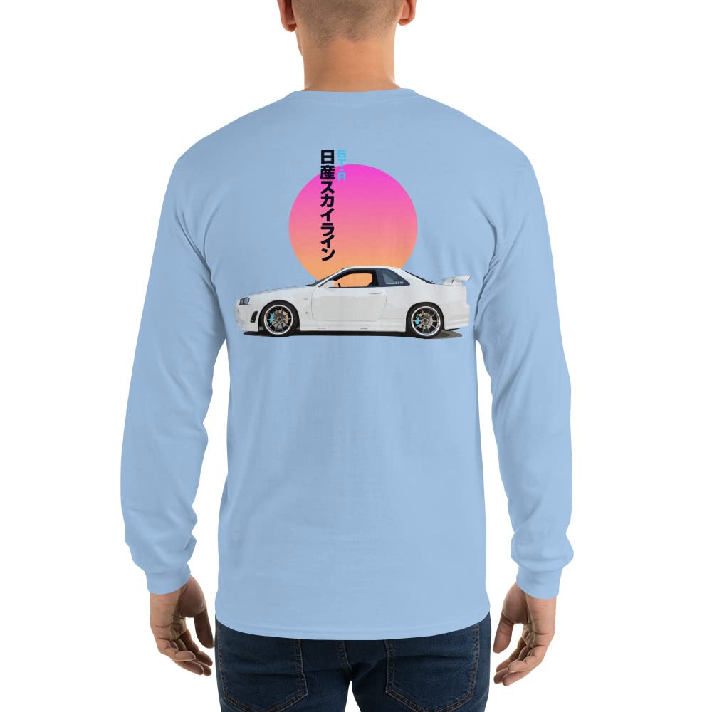 GTR R34 Skyline JDM Vaporwave estetyczna koszulka z długim rękawem Sun Street Racing