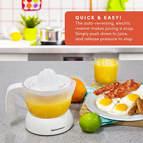 Elite Gourmet ETS-411 BPA-Free 30-Watt Electric Citrus Juicer Extractor: Compact Large Volume Pulp Control Oranges, Lemons, Limes, Grapefruits with Easy Pour Spout, 16 oz, White by Elite Gourmet - Image 4