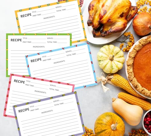 Recipe Cards 75 PCS 4x6inch Double Sided Thick Card Stock Original 5 Fruit Design Fit with Recipe Binder Recipe Box Gift for Bridal Shower Wedding Housewarming