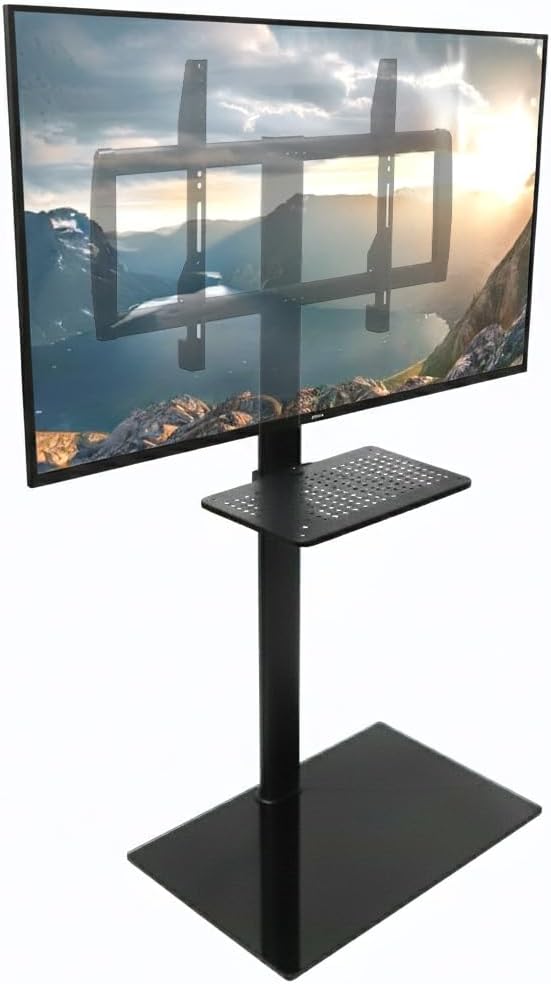 Aeons Heavy Duty Floor Stand for 32-75 inch TVs & Monitors, Height Adjustable up to 52" & Swivel TV Mount Stand with Storage Shelf, Holds up to 132 lbs, Max VESA 600x400mm