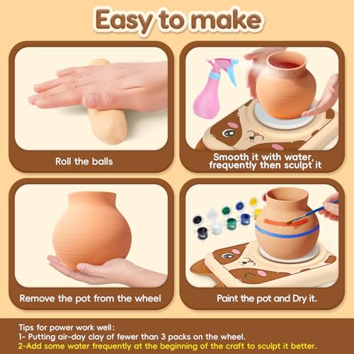 Skirfy 8818 Pottery Wheel Kit For Kids Adults,Mini Pottery Wheel Painting Kit & Clay Sculpting Tools thumb #1