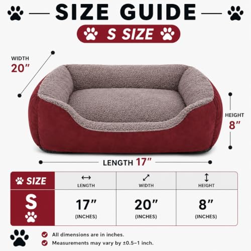 Image of SITSNOOZE Orthopedic Reversible Puppy Bed for Pets Up to 5 kg Washable Cushioned Sofa Mat for Small Pomeranian, Shih Tzu and Pug Dogs (Red & Brown, S)