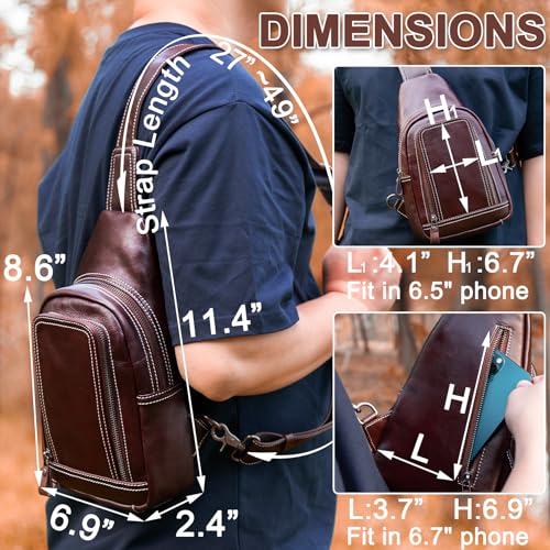Genuine Leather Sling Bag for Men and Women Crossbody Shoulder Bag Sling Backpack Chest Purse Cross Body Pouch4