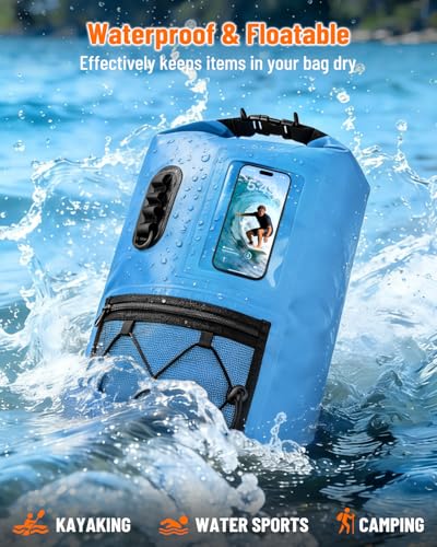 Mochila Bolsa Seca Impermeable con Funda de Teléfono Impermeable y Capacidad de 20L miniatura 3