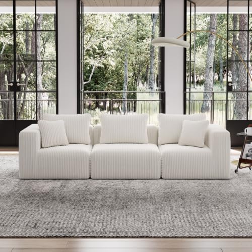 Image of Avenco 106-inch 3-Seater Modular Sofa Couch, Corduroy Fabric