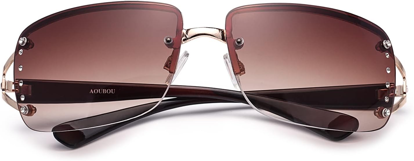 Vintage Rimless Rectangle Sunglasses Frameless Gradient Lens AZ9564 - Image 2