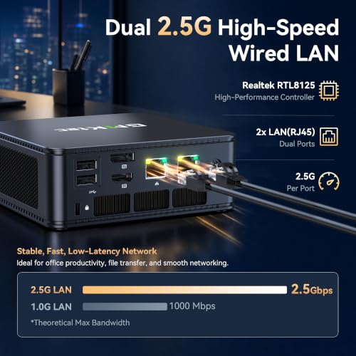 Image of GMKtec M5 S Mini PC AMD Ryzen 5400U 16GB DDR4 RAM (Dual Channel) 512GB SSD | Desktop Computer for Office Home, Dual 2.5G LAN, WiFi 6E, Triple Display, USB-C, HDMI 2.0, DP, BT 5.2