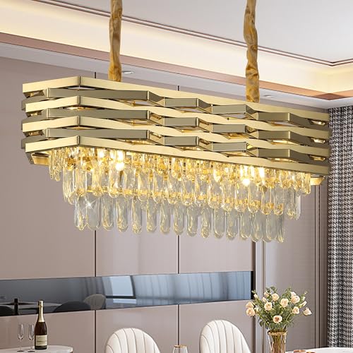 Schindora Oro Lampadari Di Cristallo Moderni Dorati Per Sala Da Pranzo Lampadario Soggiorno Sala Da Pranzo L80 Ovale Lampadario Sopra Tavolo E14 Lampada Da Soffitto A Sospensione Per Ingresso