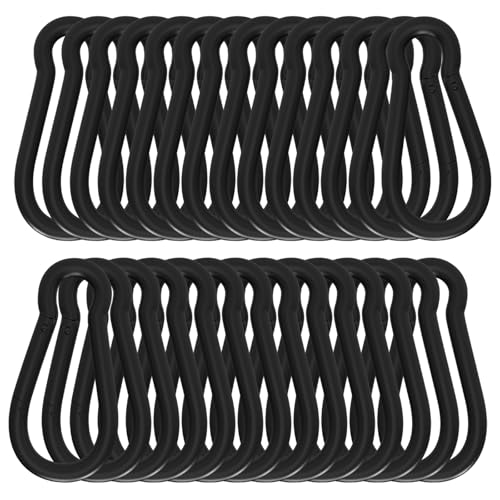 V-chen Carabiner Clip, 3.12IN Heavy Duty Spring Snap Hook (Black,30PCS