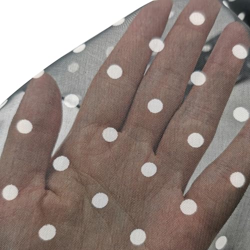 VIGUEUR Polka Dot Scarf 50S - Black and White Chiffon Hair Tie, Vintage Neckerchief for Women2