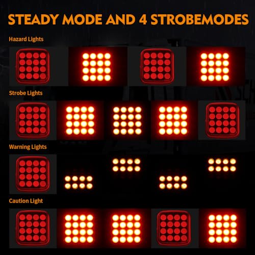 Magnetic Strobe Lights - Wireless Strobe Hazard Light Kit for Trucks Rechargeable Magnetic Flashing Beacon Lights for Vehicles & Trailers (Red)