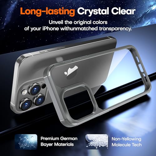 Image of TAURI for iPhone 15 Pro Case, with Screen Protector, Grey | Anti-Yellowing Military-Grade Protection Shockproof Slim Phone Case for iPhone 15 Pro
